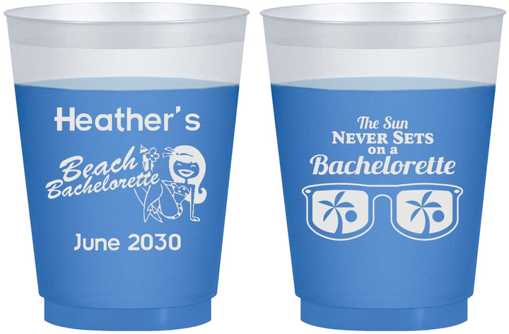 Custom Bachelorette 16 oz Color Changing Frosted Cups - Beach | 60135