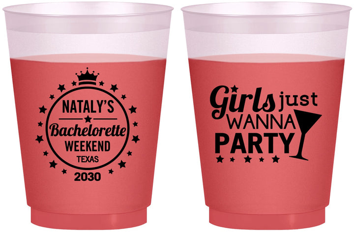 Custom Bachelorette 16 oz Color Changing Frosted Cups - Girls Just Wanna Party | 60139