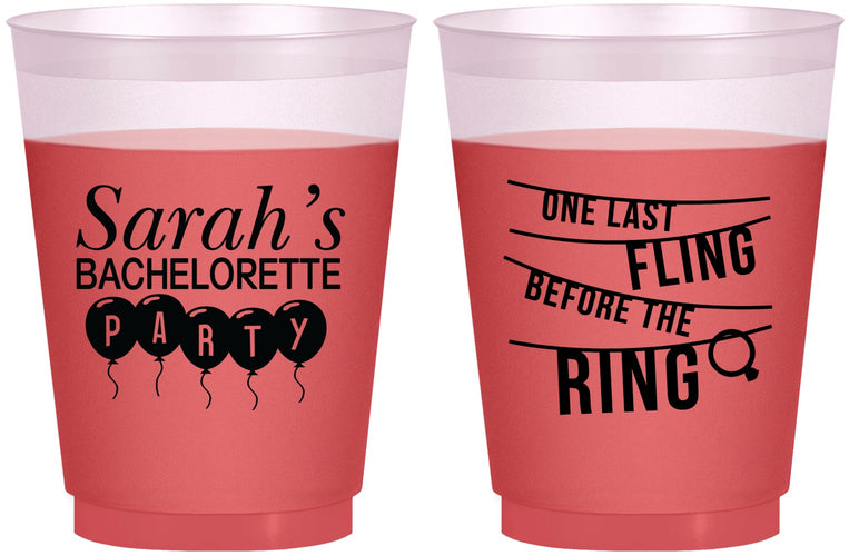 Custom Bachelorette 16 oz Color Changing Frosted Cups - Last Fling Before Rings | 60140