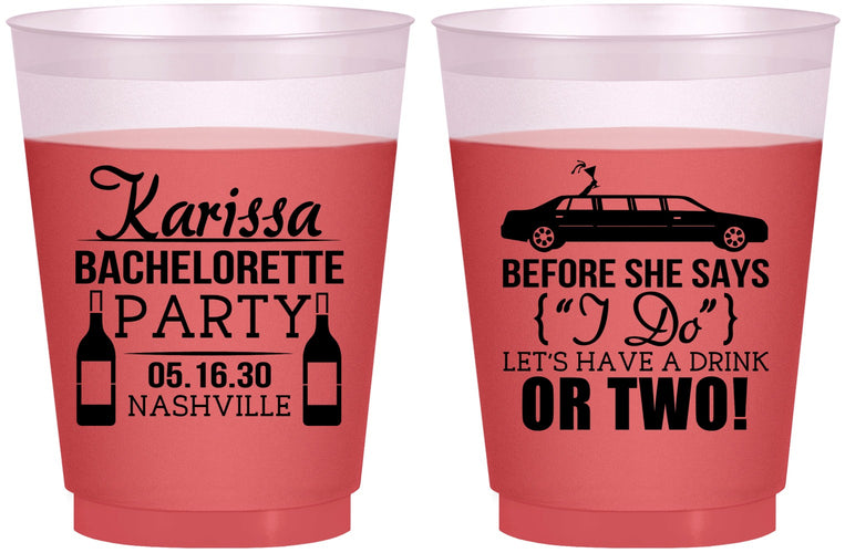 Custom Bachelorette 16 oz Color Changing Frosted Cups - Before She Says I Do | 60142