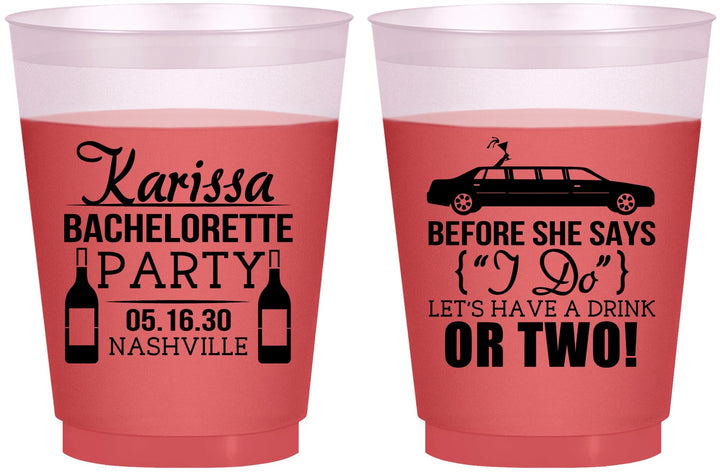 Custom Bachelorette 16 oz Color Changing Frosted Cups - Before She Says I Do | 60142