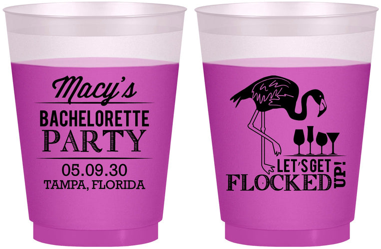 Custom Bachelorette 16 oz Color Changing Frosted Cups - Lets Get Flocked Up | 60143