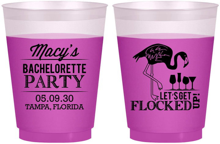 Custom Bachelorette 16 oz Color Changing Frosted Cups - Lets Get Flocked Up | 60143