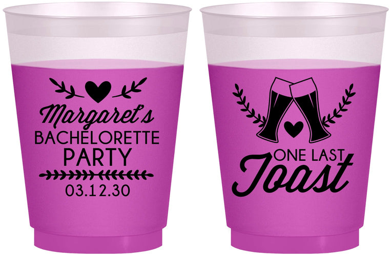 Custom Bachelorette 16 oz Color Changing Frosted Cups - One Last Toast | 60147