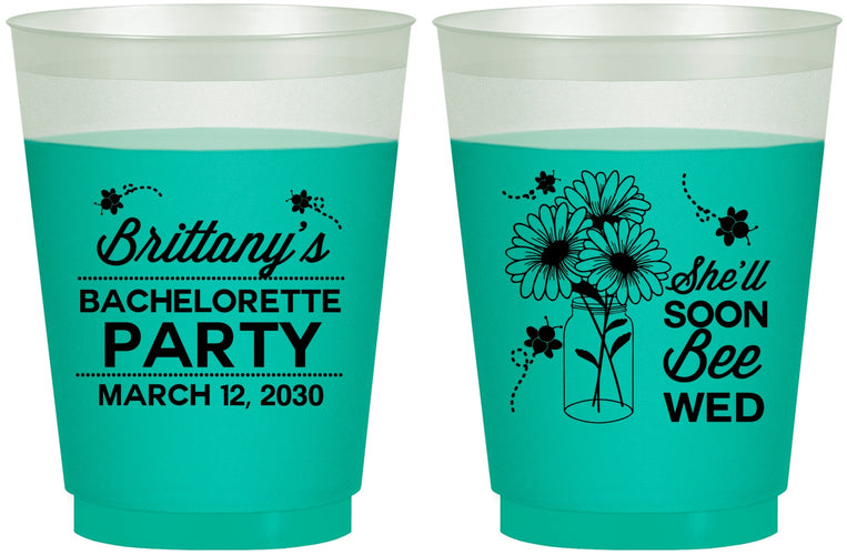 Custom Bachelorette 16 oz Color Changing Frosted Cups - She Will Soon Bee Wed | 60151