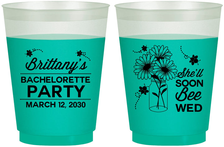 Custom Bachelorette 16 oz Color Changing Frosted Cups - She Will Soon Bee Wed | 60151
