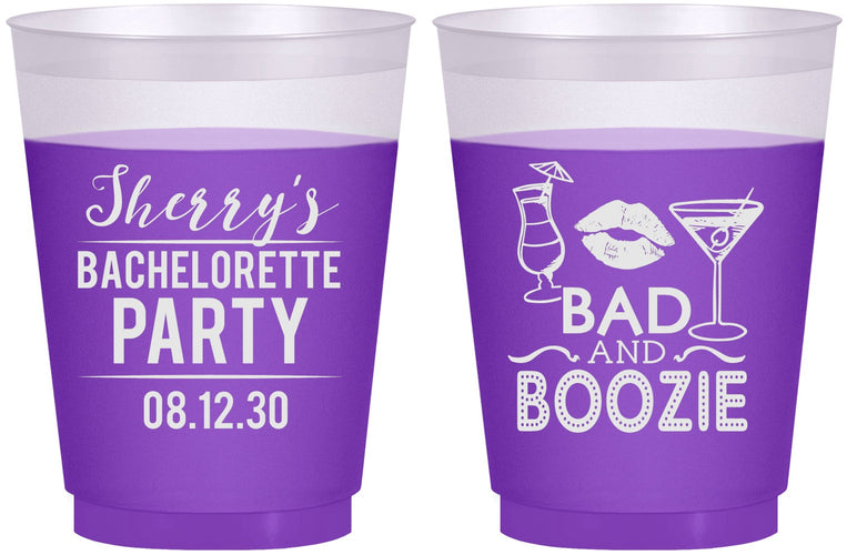 Custom Bachelorette 16 oz Color Changing Frosted Cups - Bad And Boozie | 60156