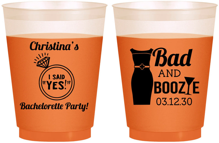 Custom Bachelorette 16 oz Color Changing Frosted Cups - Bad And Boozie | 60157