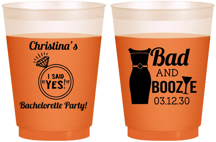 Custom Bachelorette 16 oz Color Changing Frosted Cups - Bad And Boozie | 60157