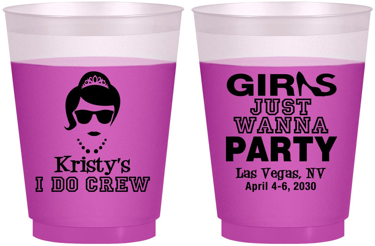 Custom Bachelorette 16 oz Color Changing Frosted Cups - Girls Just Wanna Party | 60158