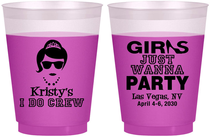 Custom Bachelorette 16 oz Color Changing Frosted Cups - Girls Just Wanna Party | 60158