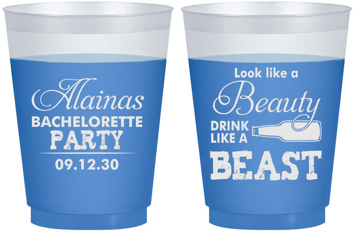 Custom Bachelorette 16 oz Color Changing Frosted Cups - Beauty Beast | 60161