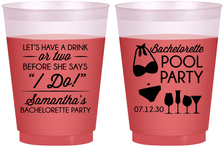 Custom Bachelorette 16 oz Color Changing Frosted Cups - Pool Party | 60167