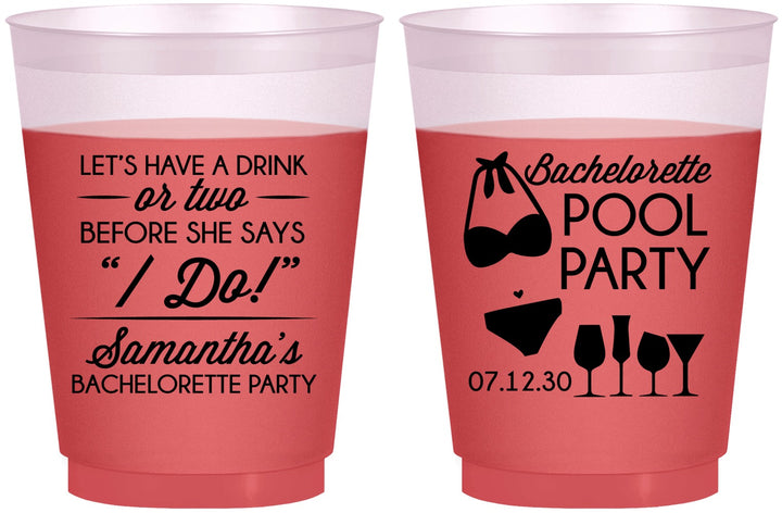 Custom Bachelorette 16 oz Color Changing Frosted Cups - Pool Party | 60167