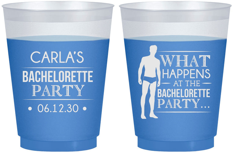 Custom Bachelorette 16 oz Color Changing Frosted Cups - What Happens | 60172
