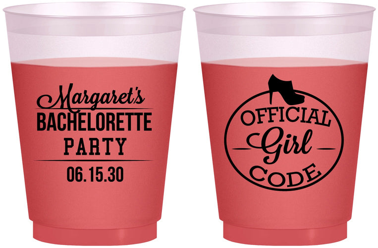 Custom Bachelorette 16 oz Color Changing Frosted Cups - Official Girl Code | 60176