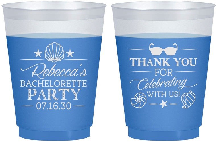Custom Bachelorette 16 oz Color Changing Frosted Cups - Beach | 60177