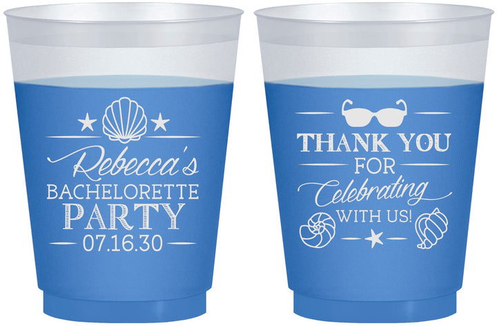 Custom Bachelorette 16 oz Color Changing Frosted Cups - Beach | 60177