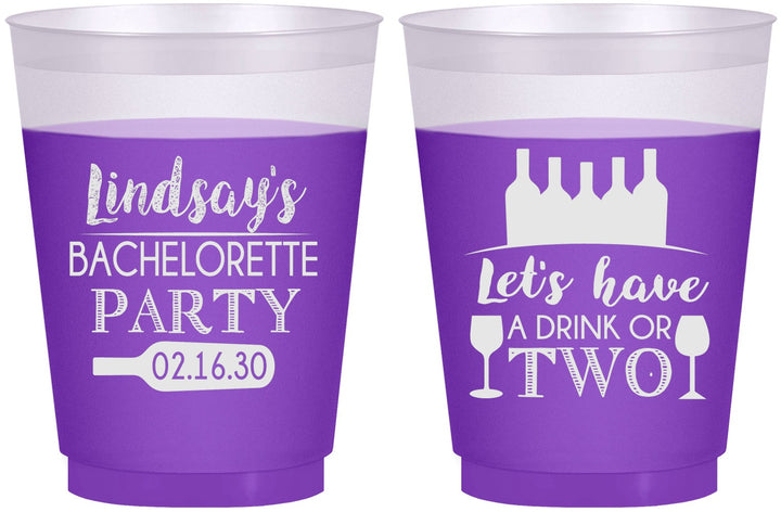 Custom Bachelorette 16 oz Color Changing Frosted Cups - Wine Drink Or Two | 60178