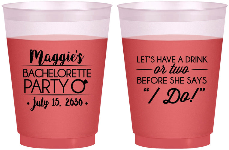 Custom Bachelorette 16 oz Color Changing Frosted Cups - Before She Says I Do | 60179