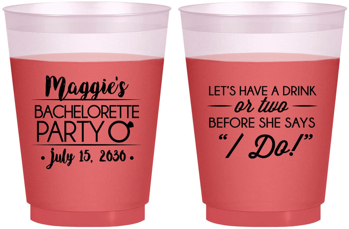 Custom Bachelorette 16 oz Color Changing Frosted Cups - Before She Says I Do | 60179