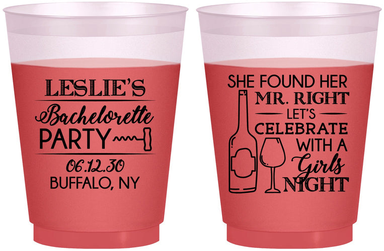 Custom Bachelorette 16 oz Color Changing Frosted Cups - Mr Right Girls Night | 60180