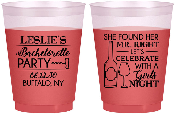 Custom Bachelorette 16 oz Color Changing Frosted Cups - Mr Right Girls Night | 60180