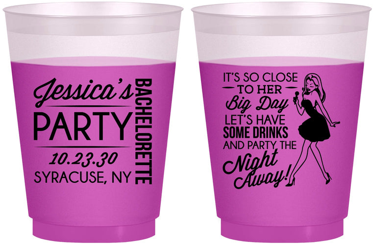 Custom Bachelorette 16 oz Color Changing Frosted Cups - Drink The Night Away | 60182