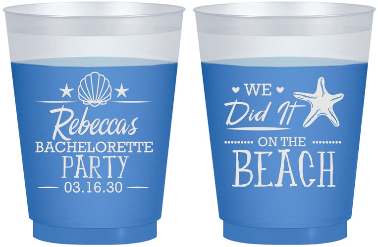 Custom Bachelorette 16 oz Color Changing Frosted Cups - Beach | 60183