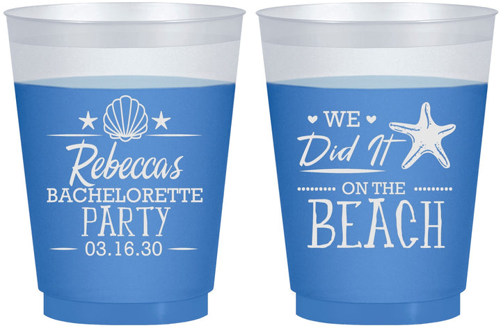 Custom Bachelorette 16 oz Color Changing Frosted Cups - Beach | 60183