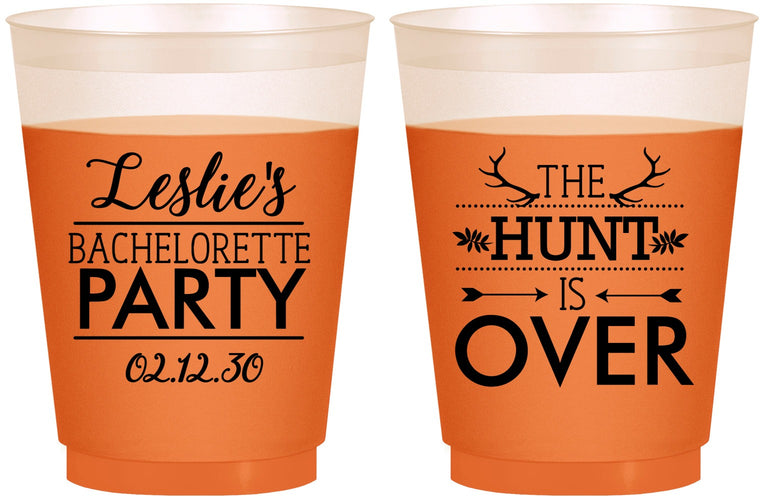 Custom Bachelorette 16 oz Color Changing Frosted Cups - The Hunt Is Over | 60184
