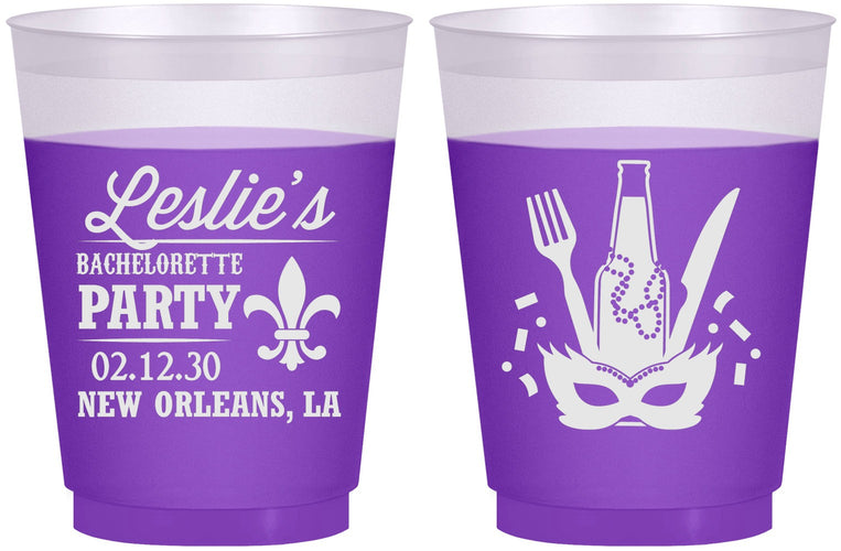 Custom Bachelorette 16 oz Color Changing Frosted Cups - Mardi Gras | 60185