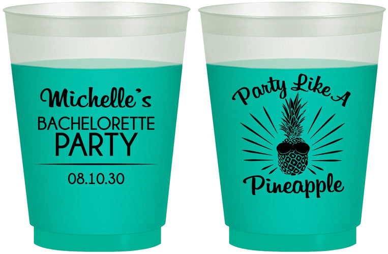 Custom Bachelorette 16 oz Color Changing Frosted Cups - Party Like A Pineapple | 60193