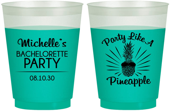 Custom Bachelorette 16 oz Color Changing Frosted Cups - Party Like A Pineapple | 60193