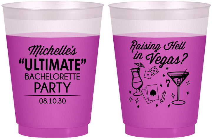 Custom Bachelorette 16 oz Color Changing Frosted Cups - Raising Hell In Vegas | 60196