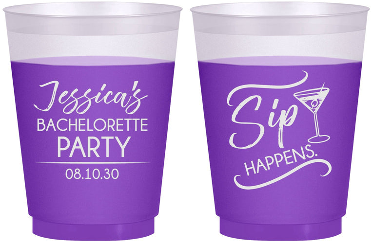 Custom Bachelorette 16 oz Color Changing Frosted Cups - Sip Happens | 60197