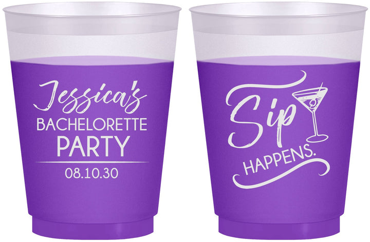 Custom Bachelorette 16 oz Color Changing Frosted Cups - Sip Happens | 60197