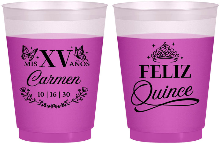 Custom Quinceanera 16 oz Color Changing Frosted Cups - Mis Quince Anos | 70000