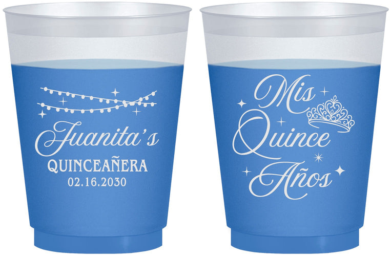 Custom Quinceanera 16 oz Color Changing Frosted Cups - Mis Quince Anos | 70001