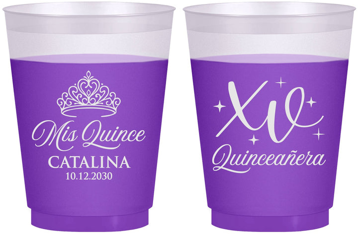 Custom Quinceanera 16 oz Color Changing Frosted Cups - Mis Quince Anos | 70002