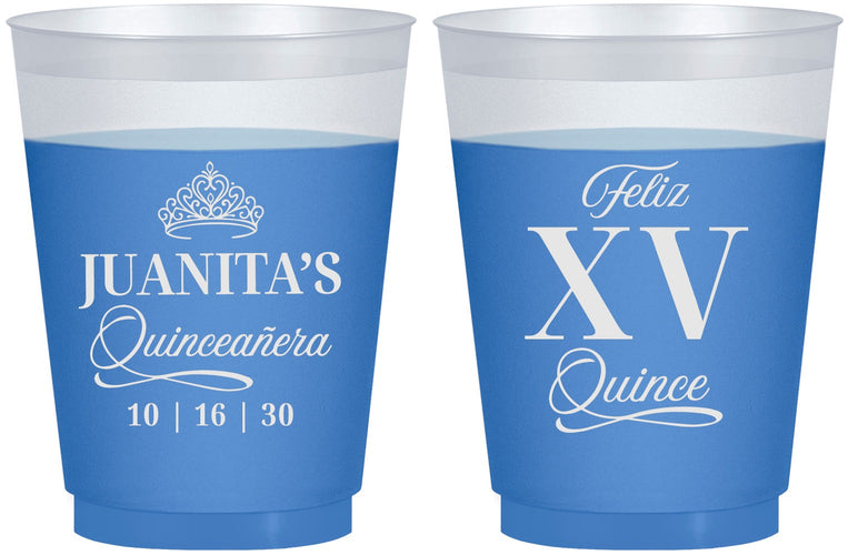 Custom Quinceanera 16 oz Color Changing Frosted Cups - Mis Quince Anos | 70003