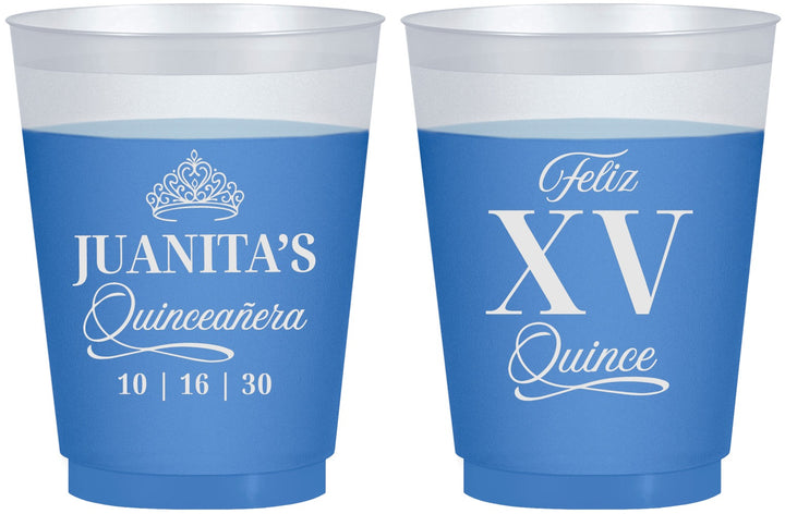 Custom Quinceanera 16 oz Color Changing Frosted Cups - Mis Quince Anos | 70003