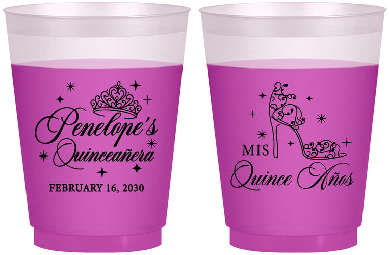 Custom Quinceanera 16 oz Color Changing Frosted Cups - Mis Quince Anos | 70004