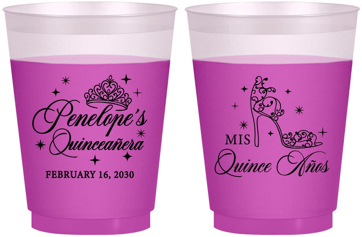 Custom Quinceanera 16 oz Color Changing Frosted Cups - Mis Quince Anos | 70004