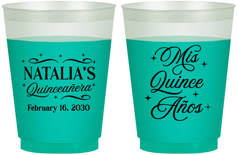 Custom Quinceanera 16 oz Color Changing Frosted Cups - Mis Quince Anos | 70006