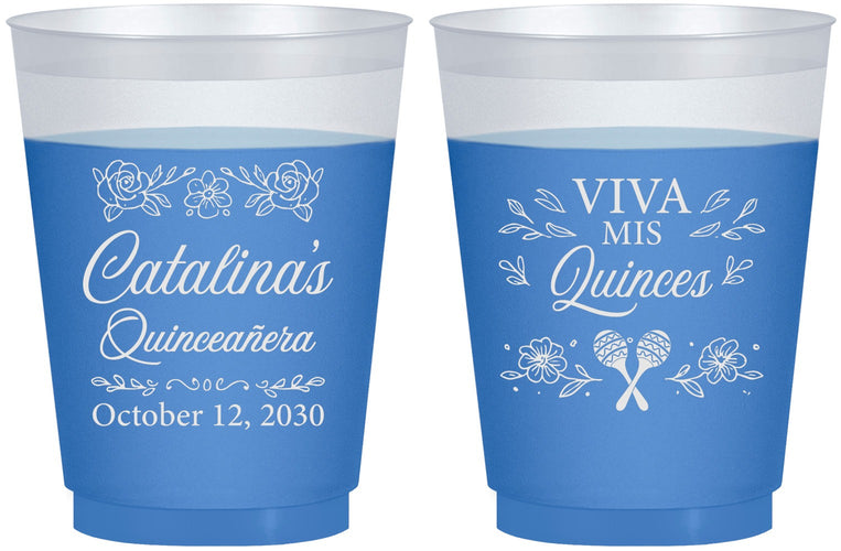 Custom Quinceanera 16 oz Color Changing Frosted Cups - Viva Mis Quinces | 70009