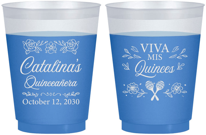 Custom Quinceanera 16 oz Color Changing Frosted Cups - Viva Mis Quinces | 70009