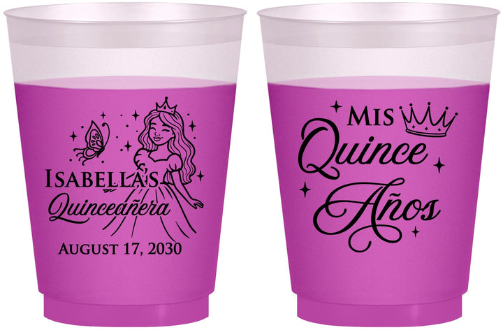 Custom Quinceanera 16 oz Color Changing Frosted Cups - Mis Quince Anos | 70012