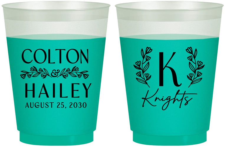 Custom Wedding 16 oz Color Changing Frosted Cups - Monogram | 800