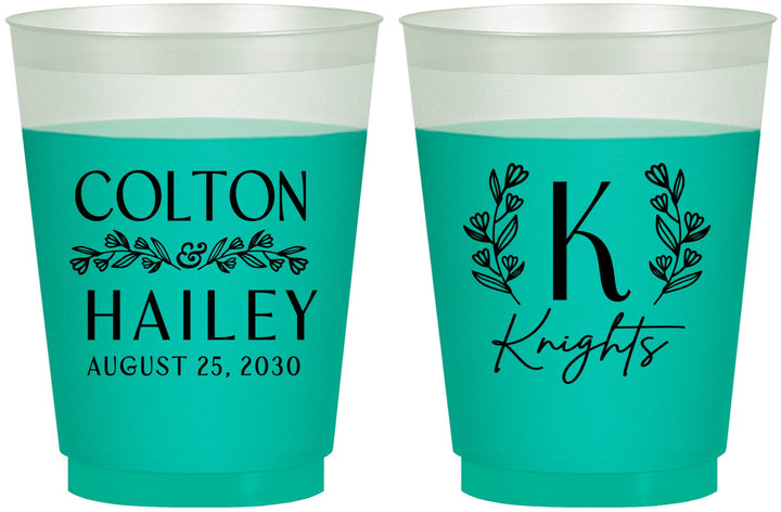 Custom Wedding 16 oz Color Changing Frosted Cups - Monogram | 800
